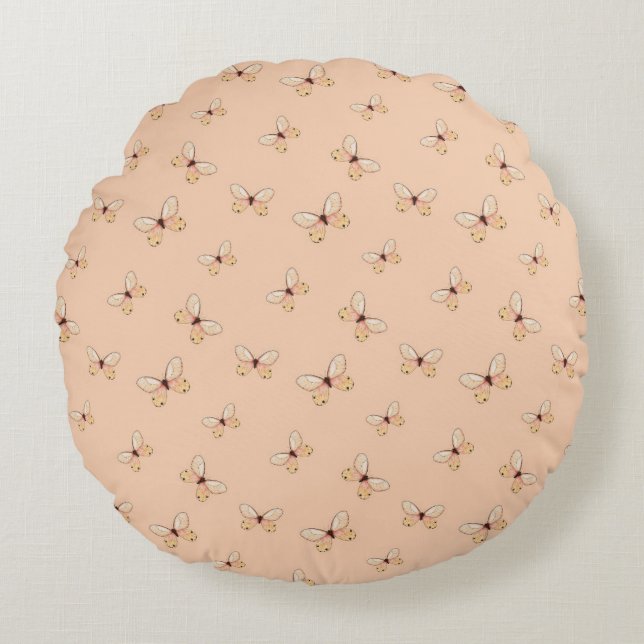 Whimsical Fluttering Butterflies Pattern Round Cushion (Front)