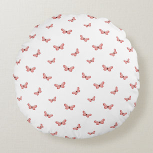 Whimsical Fluttering Butterflies Pattern Round Cushion