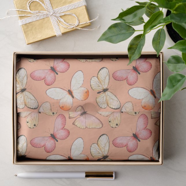 Whimsical Fluttering Butterflies Pattern Tissue Paper (Gift)