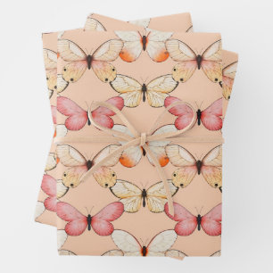 Whimsical Fluttering Butterflies Pattern Wrapping Paper Sheet