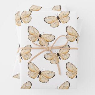 Whimsical Fluttering Butterflies Pattern Wrapping Paper Sheet
