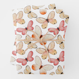 Whimsical Fluttering Butterflies Pattern Wrapping Paper Sheet