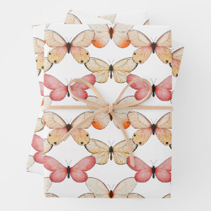 Whimsical Fluttering Butterflies Pattern Wrapping Paper Sheet