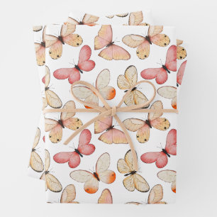 Whimsical Fluttering Butterflies Pattern Wrapping Paper Sheet
