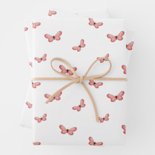 Whimsical Fluttering Butterflies Pattern Wrapping Paper Sheet
