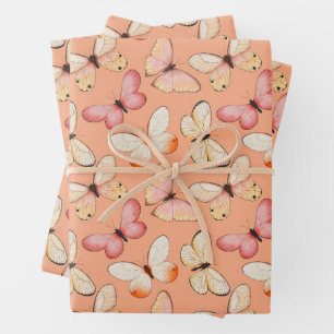 Whimsical Fluttering Butterflies Pattern Wrapping Paper Sheet
