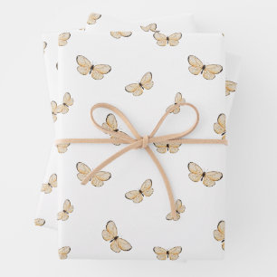 Whimsical Fluttering Butterflies Pattern Wrapping Paper Sheet