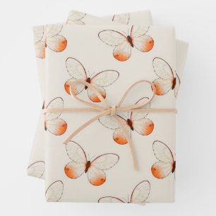 Whimsical Fluttering Butterflies Pattern Wrapping Paper Sheet