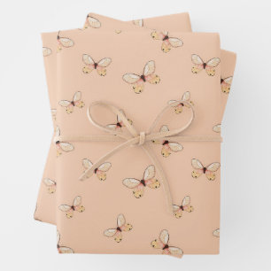 Whimsical Fluttering Butterflies Pattern Wrapping Paper Sheet