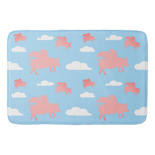 Whimsical Flying Pigs Bath Mat