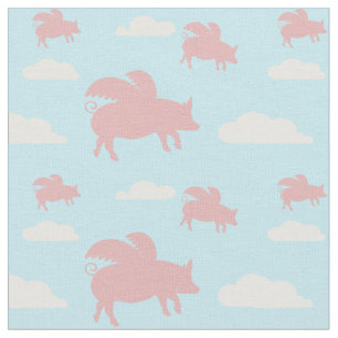 Whimsical Flying Pigs Fabric