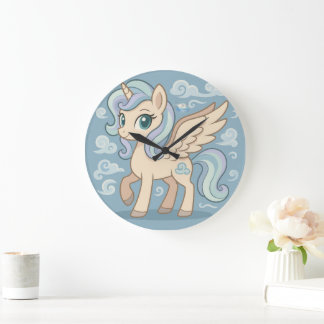 Whimsical Flying Pony Wall Clock – Cute Pastel Peg