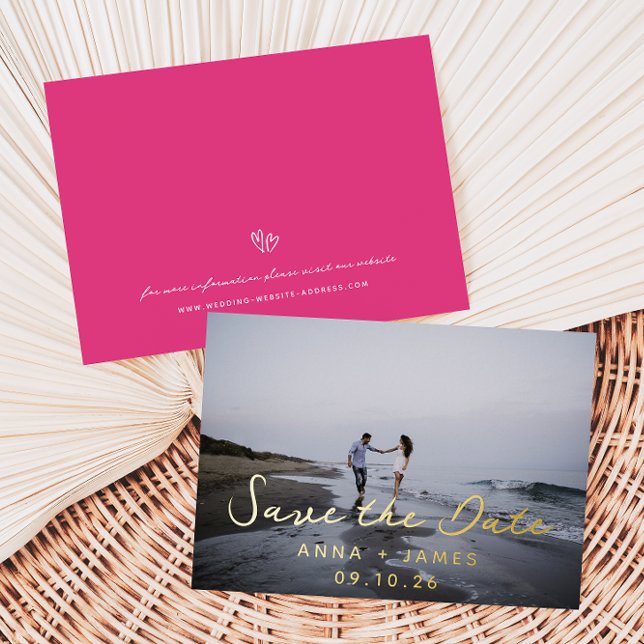 Whimsical Foil Photo Save The Date Announcement (Creator Uploaded)