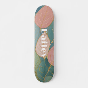 Whimsical Foliage: Pastel Leaves Skateboard
