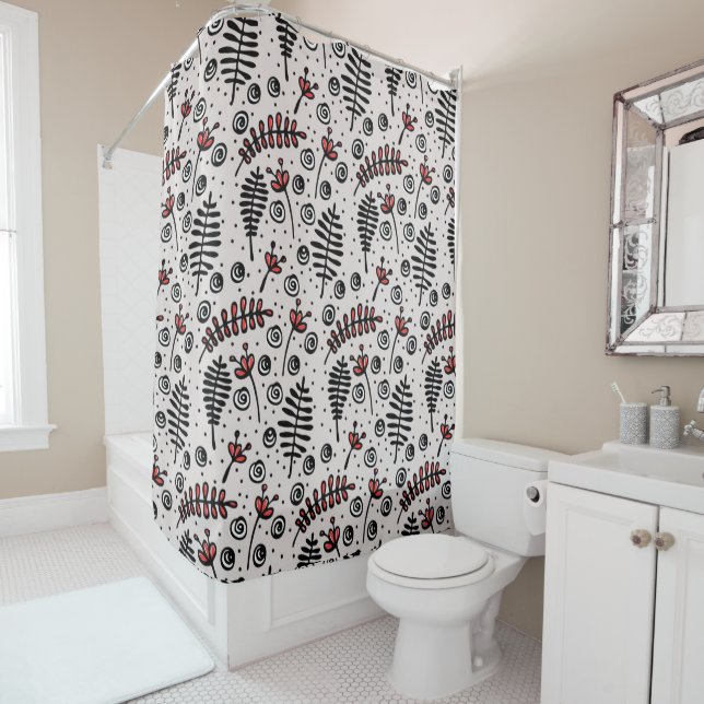 Whimsical Foliage Shower Curtain (In Situ)