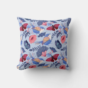 Whimsical Folk Art Floral Pattern  Cushion