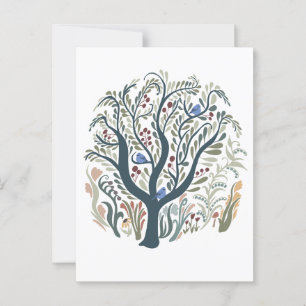 Whimsical Folk Art Forest Earth Tone Postcard