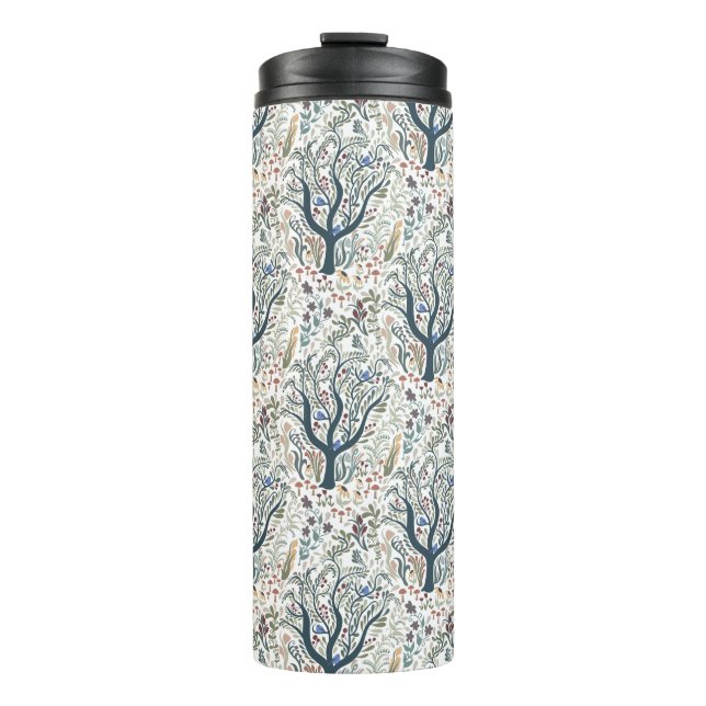 Whimsical Folk Art Forest Earth Tones Thermal Tumbler (Front)