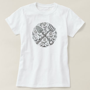 Whimsical Folk-Art Garden Tool WHITE ONLY T-Shir T-Shirt