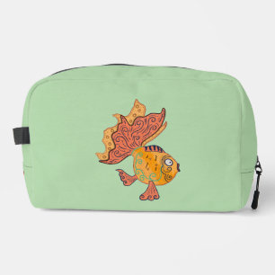 Whimsical Folk Art Goldfish   Boho Swirl Fantasy Dopp Kit