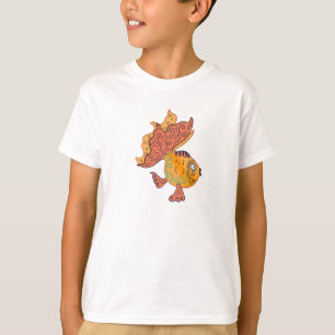 Whimsical Folk Art Goldfish Boho Swirl Fantasy T-Shirt