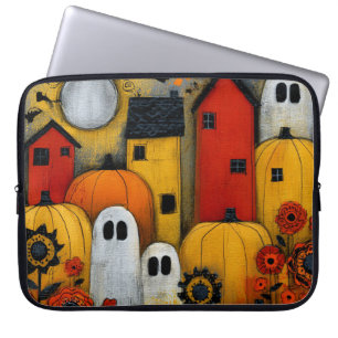 Whimsical Folk Art Halloween Patch Laptop Sleeve