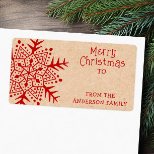 Whimsical folk art snowflake Kraft to from gift