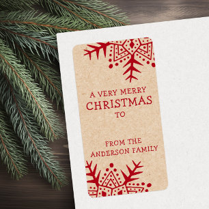 Whimsical folk art snowflake Kraft to from gift