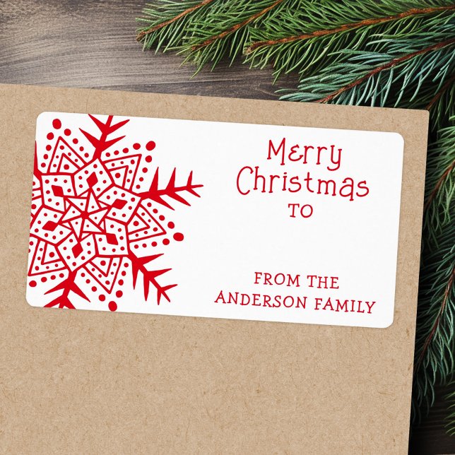 Whimsical folk art snowflake to from gift (Whimsical folk art snowflake to from gift label)