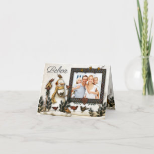 Whimsical Folk Art Snowmen Christmas Photo Card
