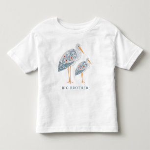Whimsical Folk Art Stork Big Brother Toddler T-Shirt