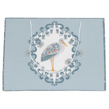 Whimsical Folk Art Stork | Large Baby Shower