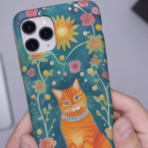 Whimsical Folk Art Tabby Cat Case-Mate iPhone 14 Case