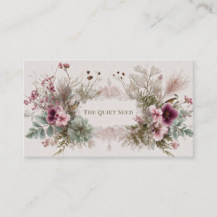 Whimsical Folk Art Wildflower & Birds Business Card