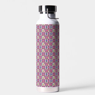 Whimsical Folk Bird Floral Pattern Water Bottle