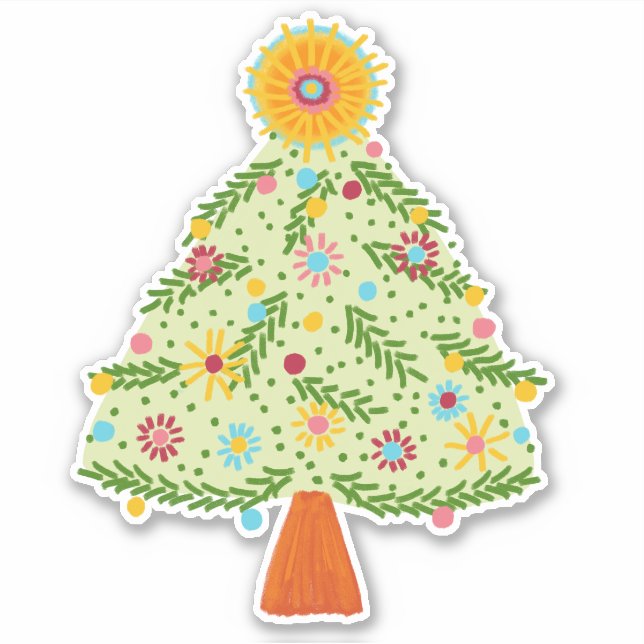 Whimsical Folk Christmas Tree CUSTOM PHOTO (Front)