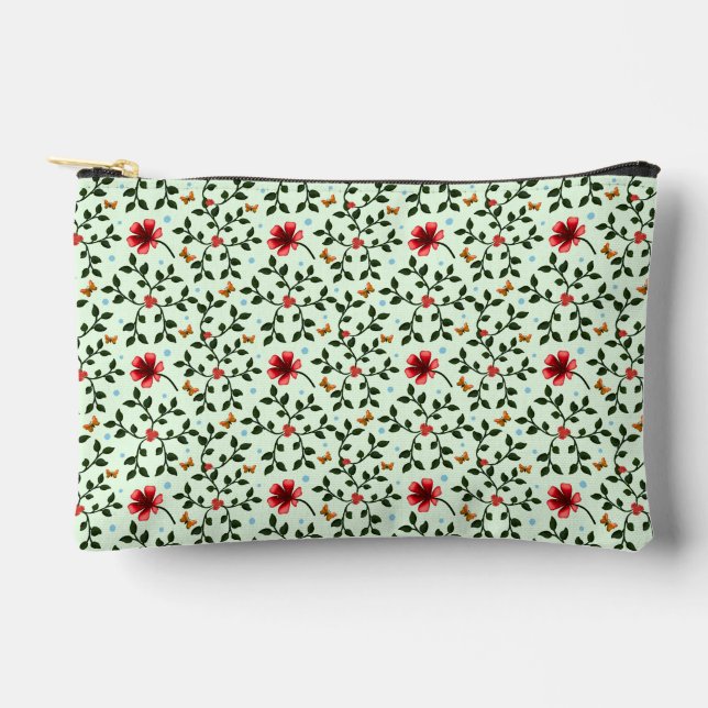 Whimsical Folk Floral Butterfly Pattern  Accessory Pouch (Front)
