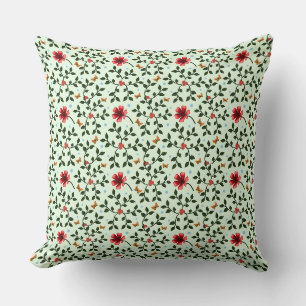 Whimsical Folk Floral Butterfly Pattern Cushion