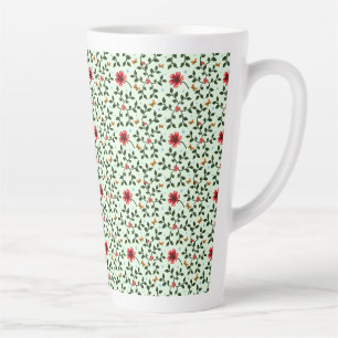 Whimsical Folk Floral Butterfly Pattern Latte Mug
