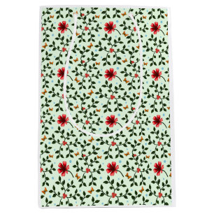 Whimsical Folk Floral Butterfly Pattern Medium Gift Bag