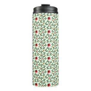 Whimsical Folk Floral Butterfly Pattern Thermal Tumbler
