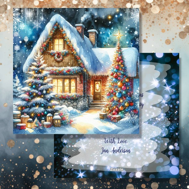 Whimsical Folk Village Personalised Christmas Holiday Card (Creator Uploaded)