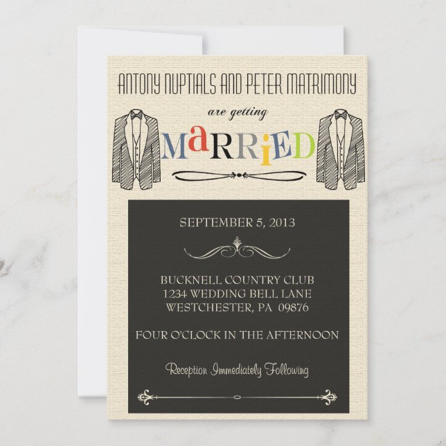 Whimsical Font Gay Wedding Invitations (Front)