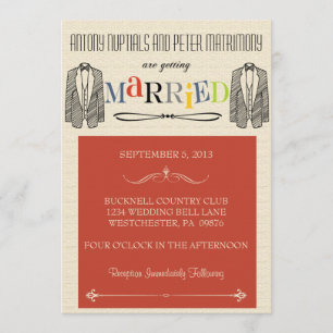 Whimsical Font Gay Wedding Invitations