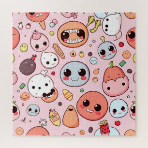 Whimsical Foodie monsters Faces Jigsaw Puzzle