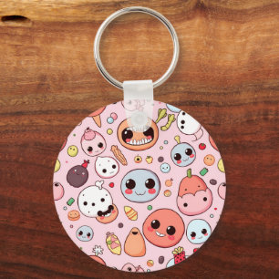 Whimsical Foodie monsters Faces Key Ring