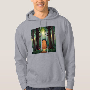 Whimsical Forest and Hidden Fairy Door -Nature Art Hoodie