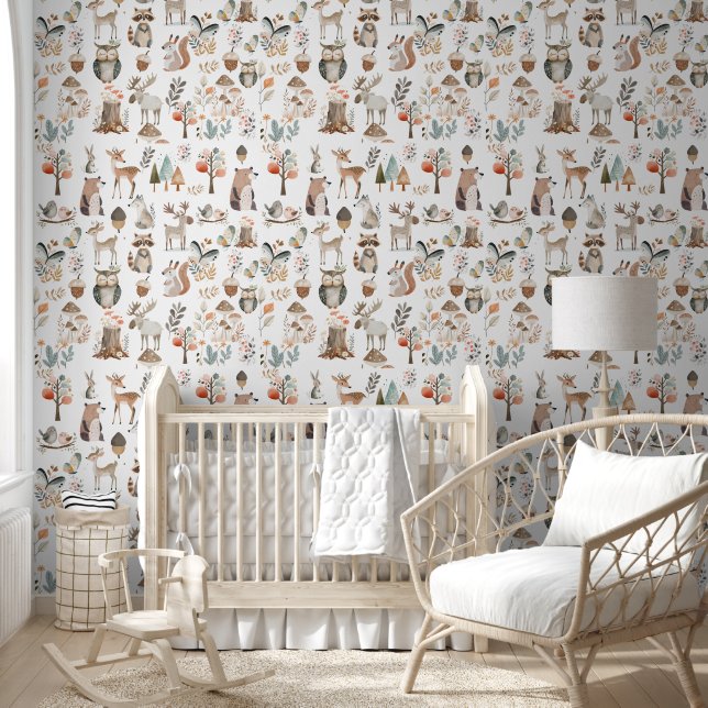 Whimsical Forest Animals Adventure Woodland Wallpaper (Kids)