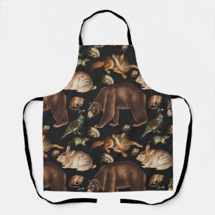 Whimsical Forest Animals Floral Pattern Apron