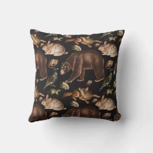 Whimsical Forest Animals Floral Pattern Cushion